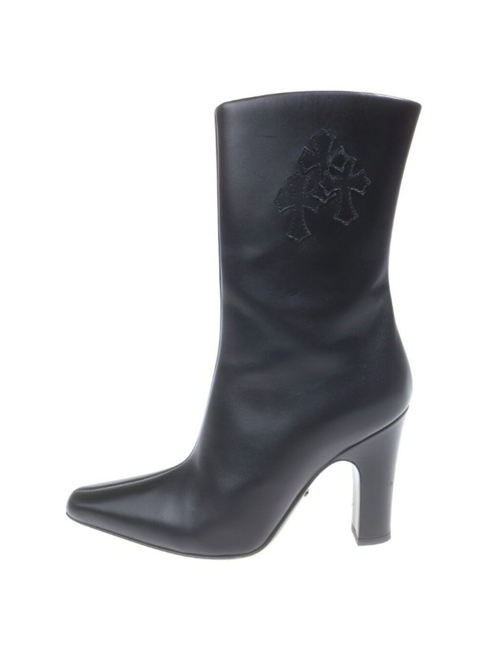 Chrome Hearts Suger Jones Cross Patch Side Zip Heels Boots Black